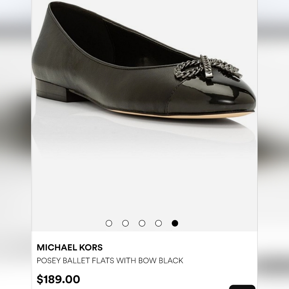 Michael Kors Posey Black Leather Ballet Flats Size US 10